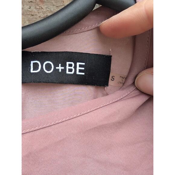 DO+BE Women's Dress S L/S Dusty Rose Ruffle Skirt Scoop Neck Silky Soft - Picture 6 of 7